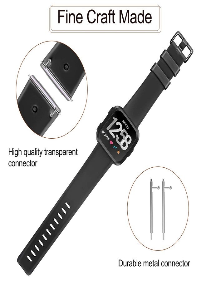 اي كي أساور AK الرياضية متوافقة مع ساعة Fitbit Versa 2/Versa، أساور معصم بديلة متعددة الألوان من مادة الإيلاستومر الناعمة لساعة Fitbit Versa 2 الذكية (أسود، صغير) - Image 4